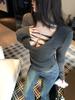 V-Neck Long-Sleeved Base Layer: Slim-Fit, Sexy, Hot Girl Style for Autumn/Winter; Pure and Desirable Temperament.