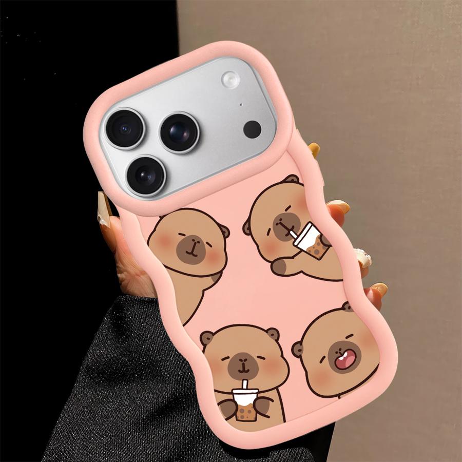 Case for iPhone XR 14 16 Pro Max 12 17 Air 13 11 15 Plus 8 Soft Phone Cover Cute Cartoon Capybara