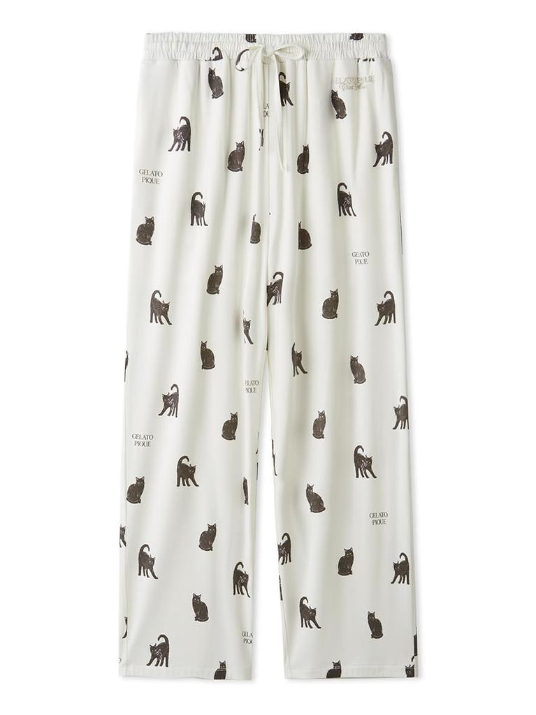 Gelato Pique Halloween Cat Print Long Pants PWCP254240 White Women's