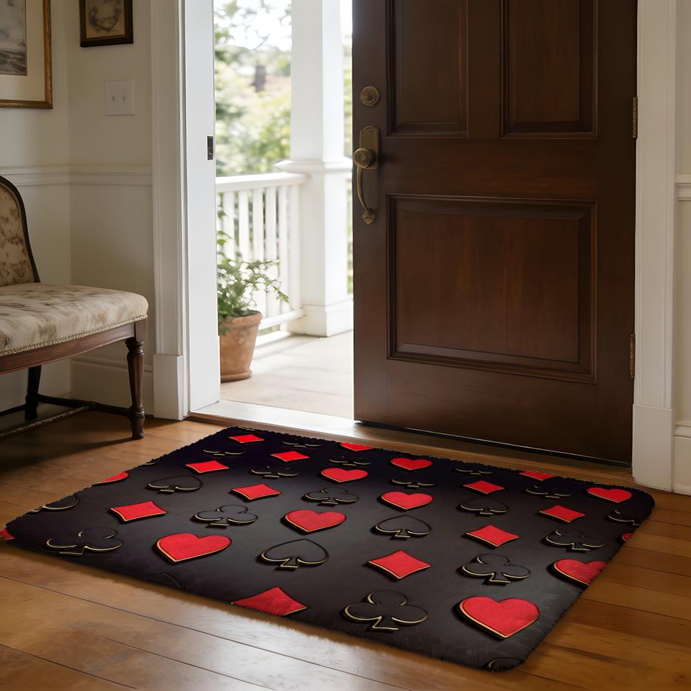 Fashion Spade Floor Mat Soft Flannel Absorbent Mat Non-Slip Rug Home Bedroom Bathroom