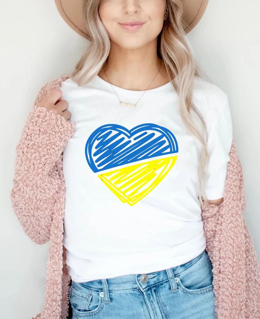 Heartbeat Blue Yellow Women Print T-shirt Girl Y2K Short Sleeve Tee Tops Lady 90S Sweetshirts FeUnisex Harajuku Clothing