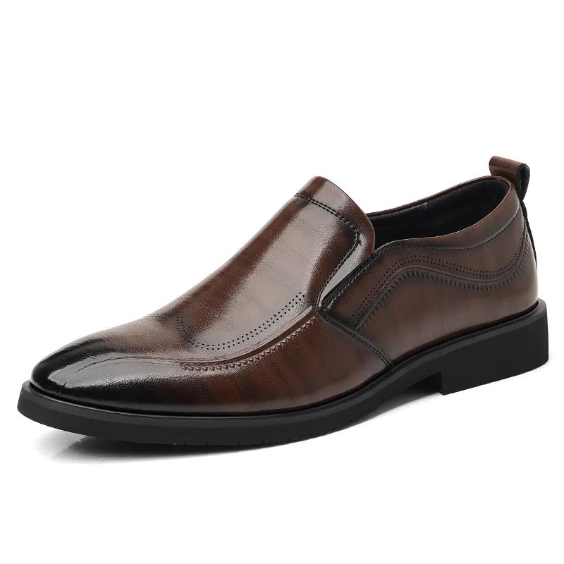 Top Quality Leather Shoes for Men Autumn Commuting Work Shoes for Men Solid Color New Designer Dress Shoes Men Sapato Masculino