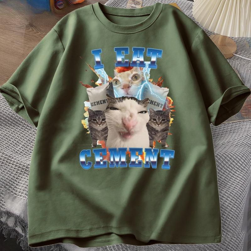 I Eat Ceunisext Funny Cat Meme Tee Shirt Cotton Short Sleeve Stupid Ugly Cats Printed T Shirt Casual O Neck Graphic Tees Tees Tops