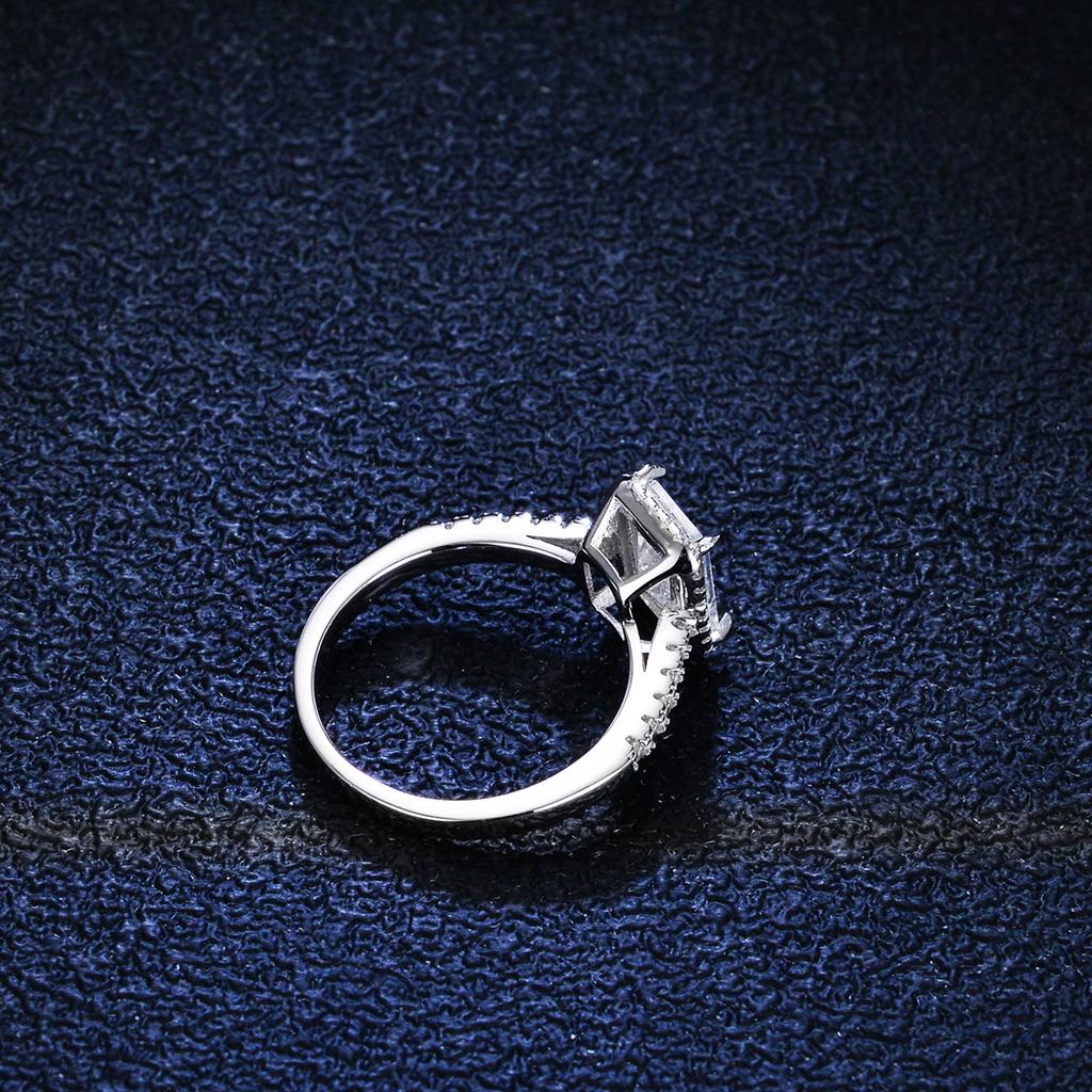 Kolor D 2ct pierścionek z diamentem moissanite propozycja ślubu pierścionek ze srebra próby 925 geometryczny pierścionek z diamentem moissanite damski prostokątny wykwintna biżuteria prezent