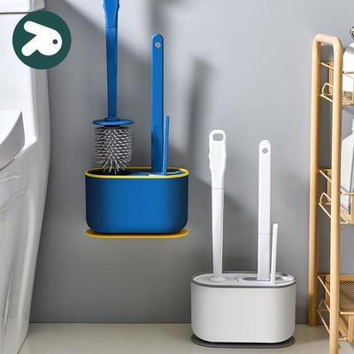 Juego de cepillos de inodoro de pared con mango largo Pin Tu - Cepillo para baño y limpieza de huecos sin ángulo muerto