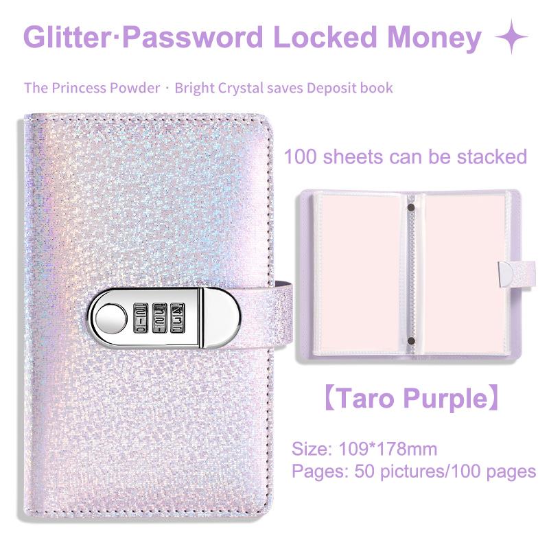 

Обложка из искусственной кожи, челлендж 100 конвертов, сберегающий блокнот, лазерная обложка с кодовым замком, тетрадь для сбережений, многоразовая финансовая книга