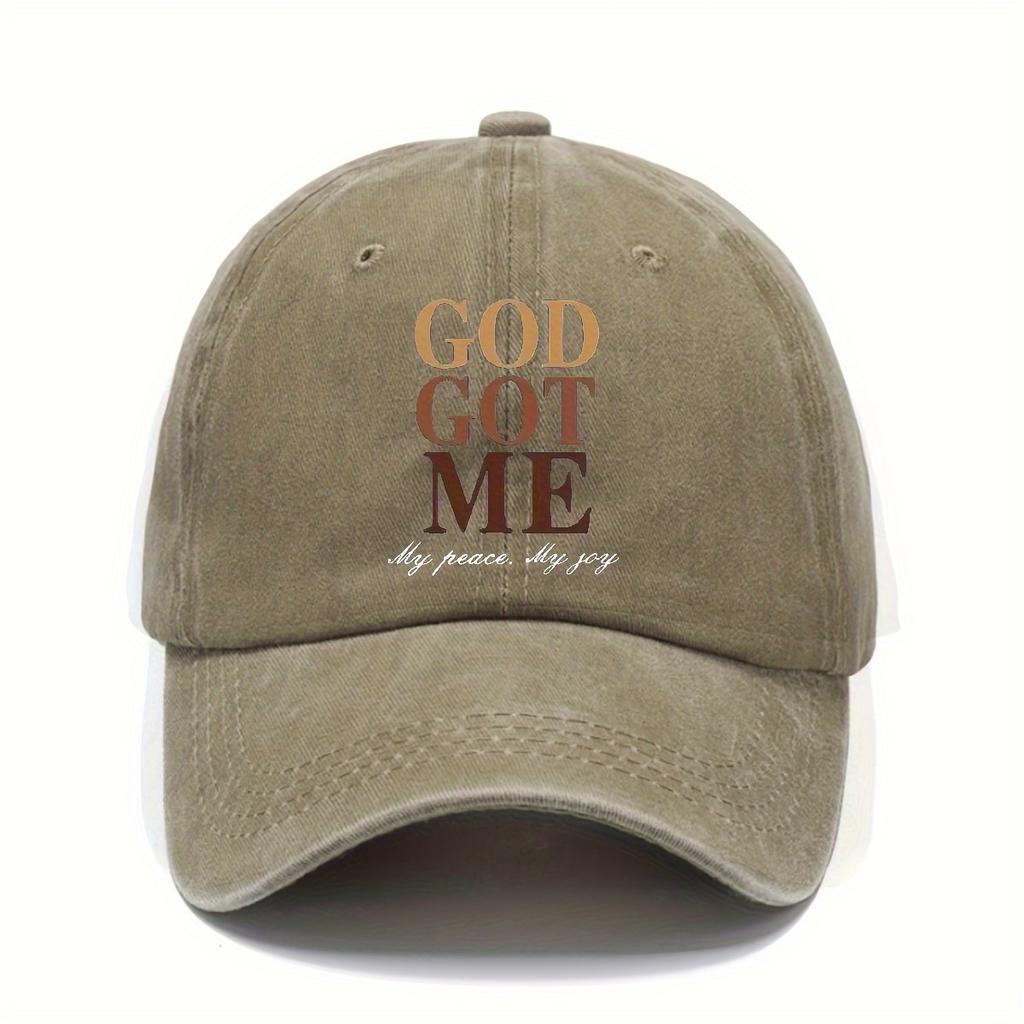 God Got Me My Peace My Joy Print Baseball Cap Vintage Washed Polyester Casual Outdoor Adjustable Unisex Cap
