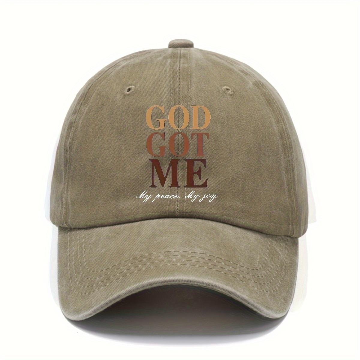 

God Got Me My Peace My Joy Print Baseball Cap Vintage Washed Polyester Casual Outdoor Adjustable Unisex Cap One Size