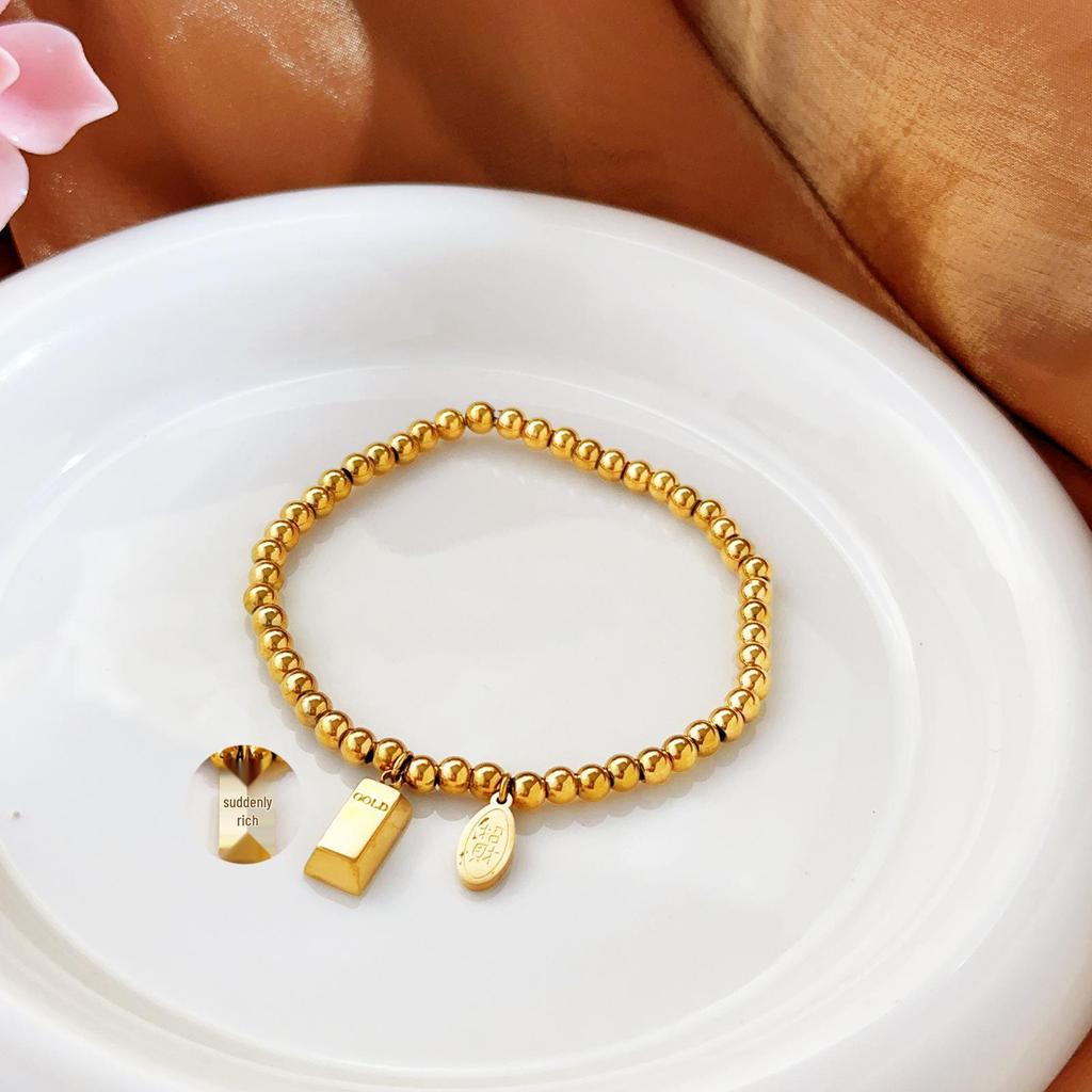Gold Ingot Pendant Necklace: Women's Light Luxury, Good Luck & Wealth Charm Clavicle Chain