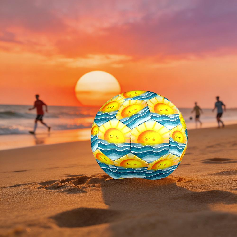 1pc Sunset Sea Theme Soccer Ball Football, Size 5, Lightweight PVC, Outdoor Training Soccer Ball,Gift c65130 Size 5