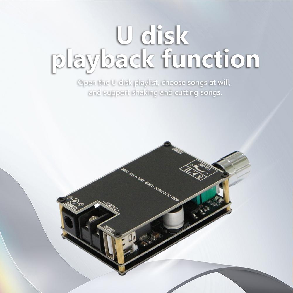 ZK-1001B Mono 100W Digital Power Amplifier Board Bluetooth-Compatible 5.1 AUX TPA3116D2 DC7V-24V with TWS Mode for Home Theater