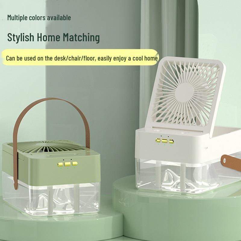

Portable Desktop Cooling Fan with Built-in Humidifier and Silent Operation Plug-in