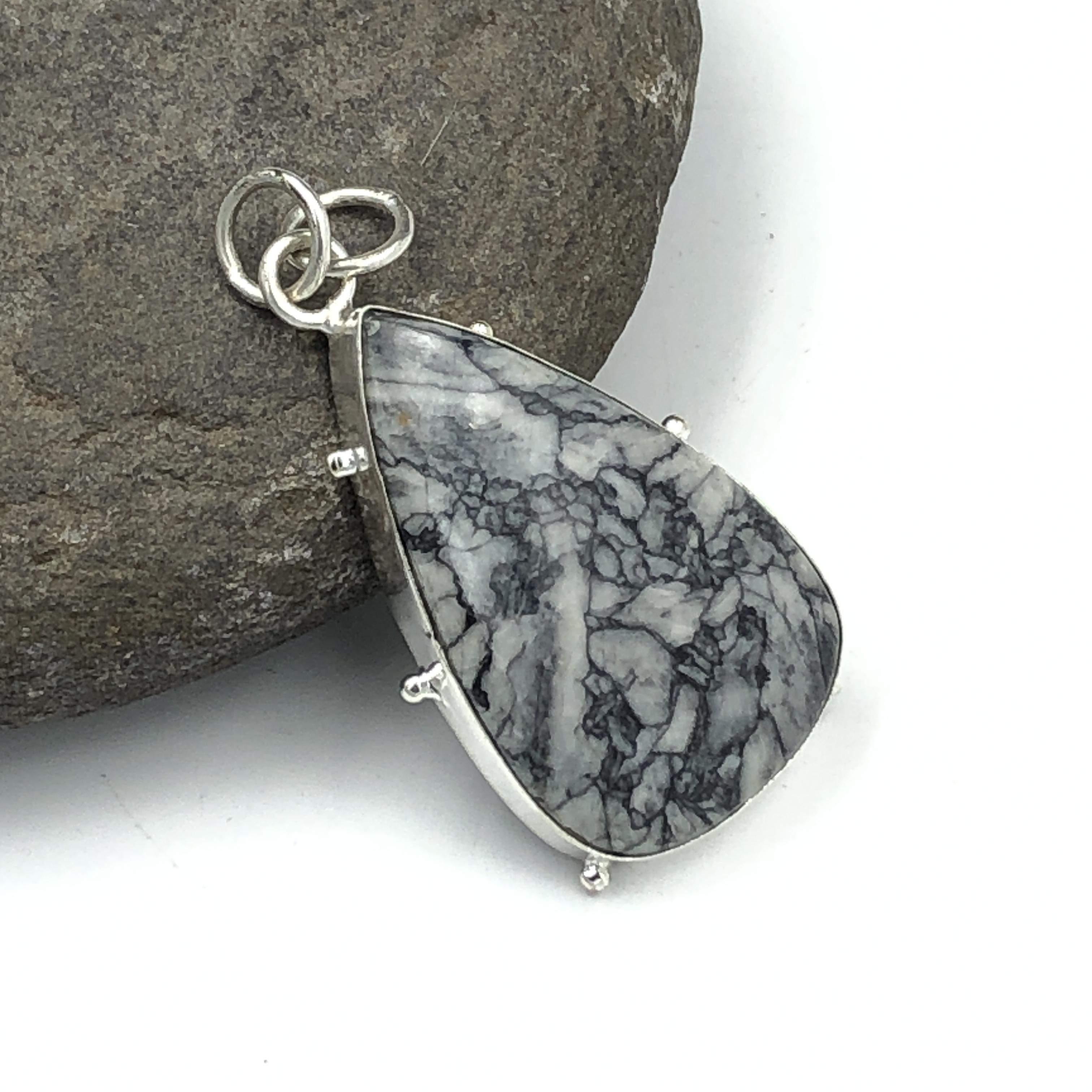 

Natural Pinolith Jasper Gemstone 925 Sterling Silver Jewelry Pendant 1.91 AJP-218
