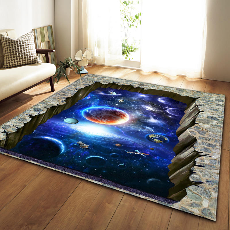 Lotus Goldfish 3D Carpets Living Room Area Rug Outer Space Planet Bedroom Rug Children Play Mat Coffee Table Carpet Floor Mat