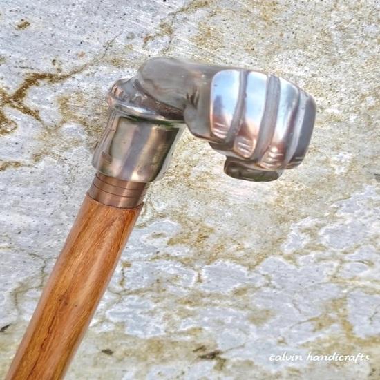 Messing Gehstock Premium Qualität Stil Punch Head Griff Handgefertigter Holzstock