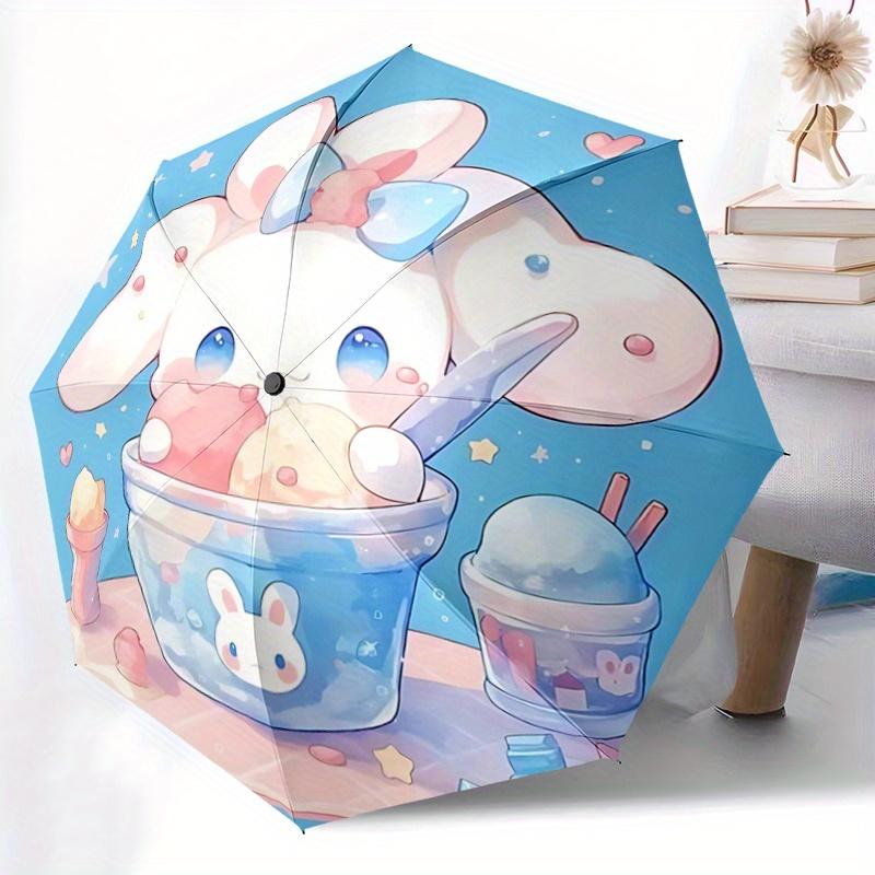 1pc Sanrio Cinnamoroll & Ice Cream Fully Automatic Folding Portable Umbrella, 8 Steel Frames, Three-Fold Design, Suitable for All Seasons, Suitable fo