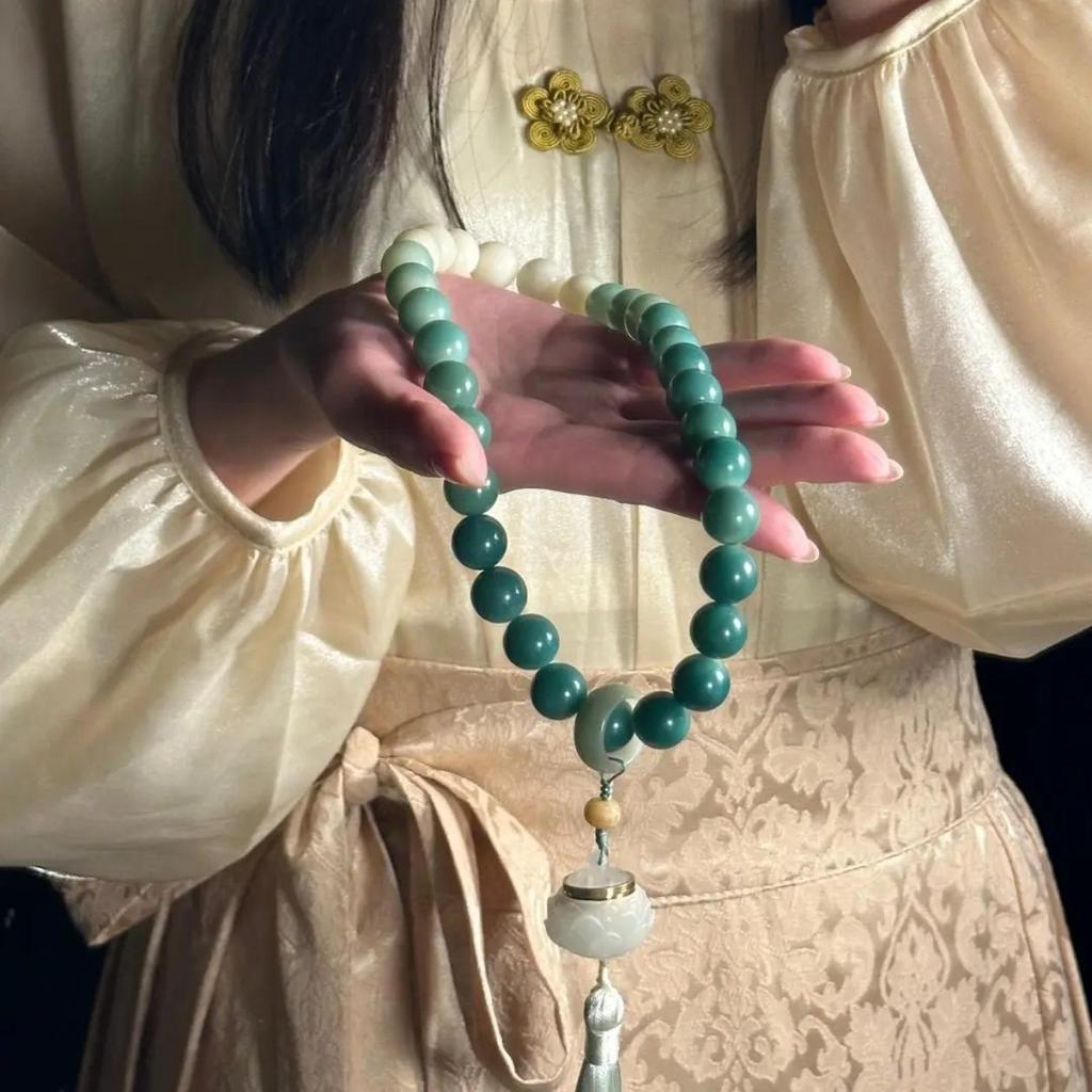 Peach Four Seasons Bodhi Root Double Circle Prayer Bracelet for Men and Women