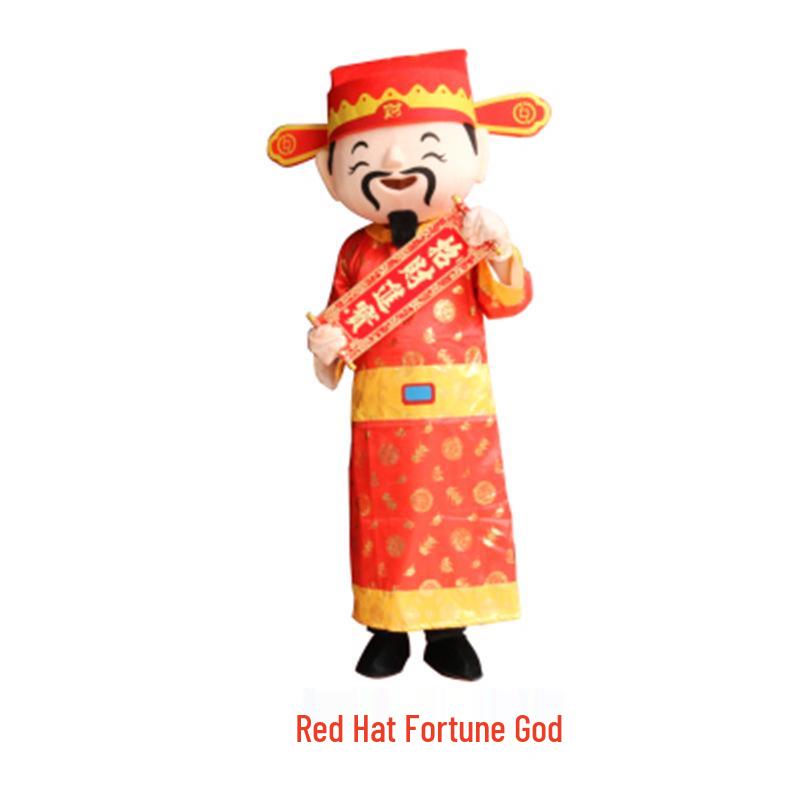 

God of Wealth Longevity Star Mascot Costume with Headgear - Adult New Year Cartoon Doll Outfit One Size