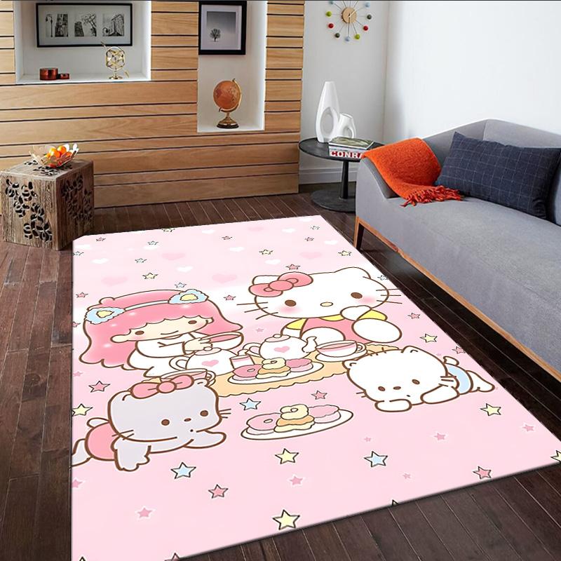 Pink Kitty Birthday Party  Carpet, Kitchen Rugs, Yoga Mat, Non-Slip Mats, Rug for Bathroom, Living Room bedroom, Camping Rugs Christmas Gift