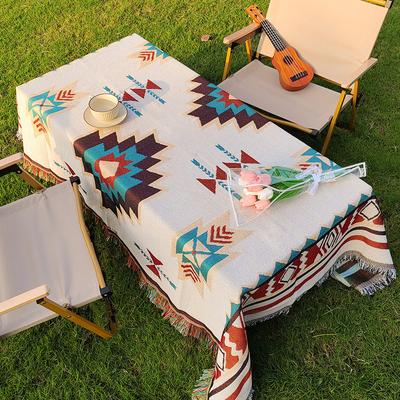 Ethnic Pattern Outdoor Tablecloth - Waterproof Picnic Mat for Camping, Beach, Tent Floor, Market Stall & Bohemian Home Decor Table Cover
