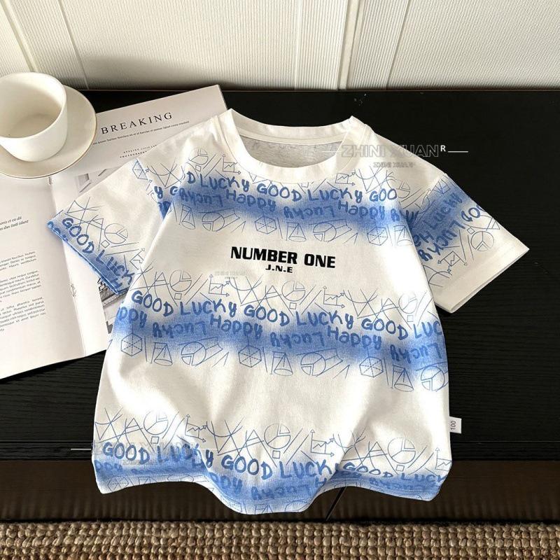 Jungen Sommer Tie-Dye Baumwoll-T-Shirt - Trendy, Atmungsaktiv & Lockerer Schnitt
