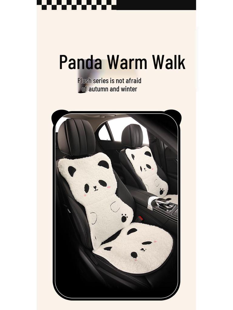 Panda Winter Plush Car Seat Cushion for Toyota bZ3, Corolla, RAV4, Rongfang, bZ5