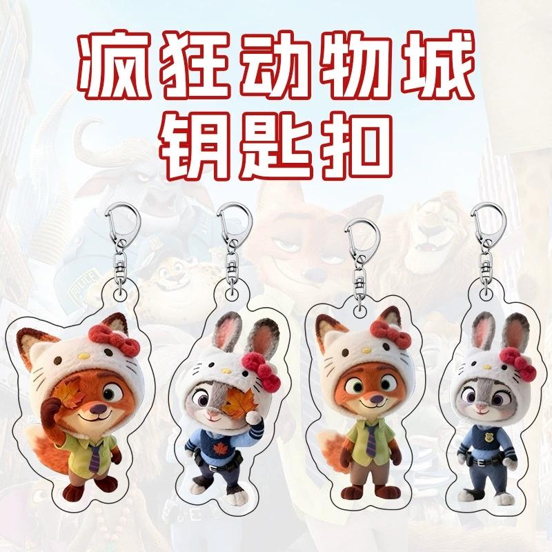 Zootopia Animace Periferie Klíčenka Kreslený Judy Nick Roztomilý Akrylový Klíčenka na Školní Tašku Muži a Ženy Narozeninové Dárky