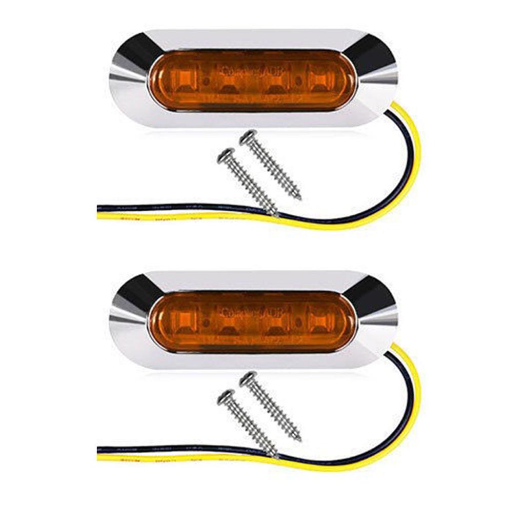 2 Pcs Amber 4 Patch 12/24V Tail Light Side Indicator Waterproof LED Marker Light Trailer Light Truck Side Light