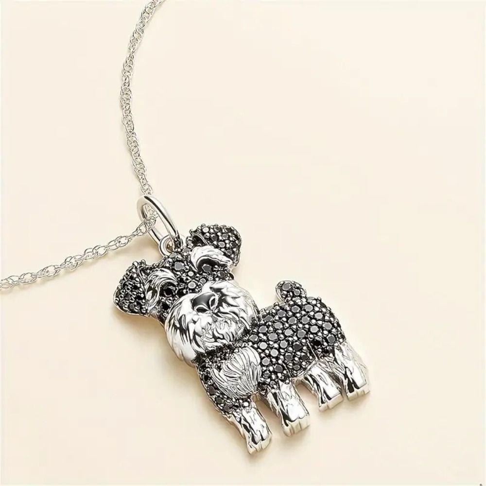 Exquisite Schnauzer Pendant Necklace Puppy Collar Chain Shiny Fashion Necklace  Unisex