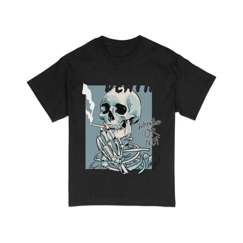 Skeleton T Shirt Smoker Skull Cool Till Death Print Urban Streetwear Cotton Hipster Clothing Trendy Top