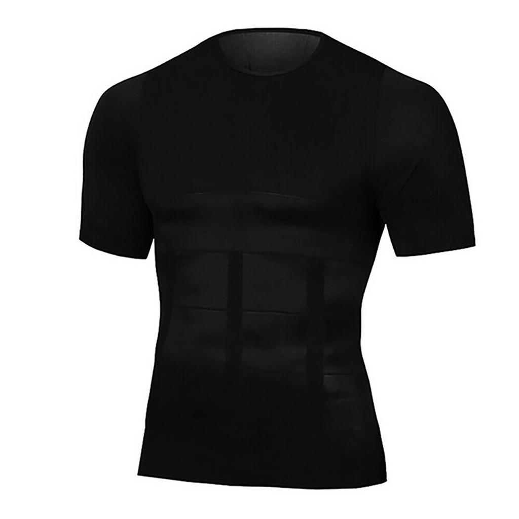 Men's Compression Shirt Undershirt Slimming Tank Top Workout Vest Abs Abdomen Slim Body Shaper Short Sleeve T Shirt