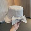 Elegant bow basin hat women's spring and autumn face small sunshade bucket hat fashionable versatile sunscreen hat