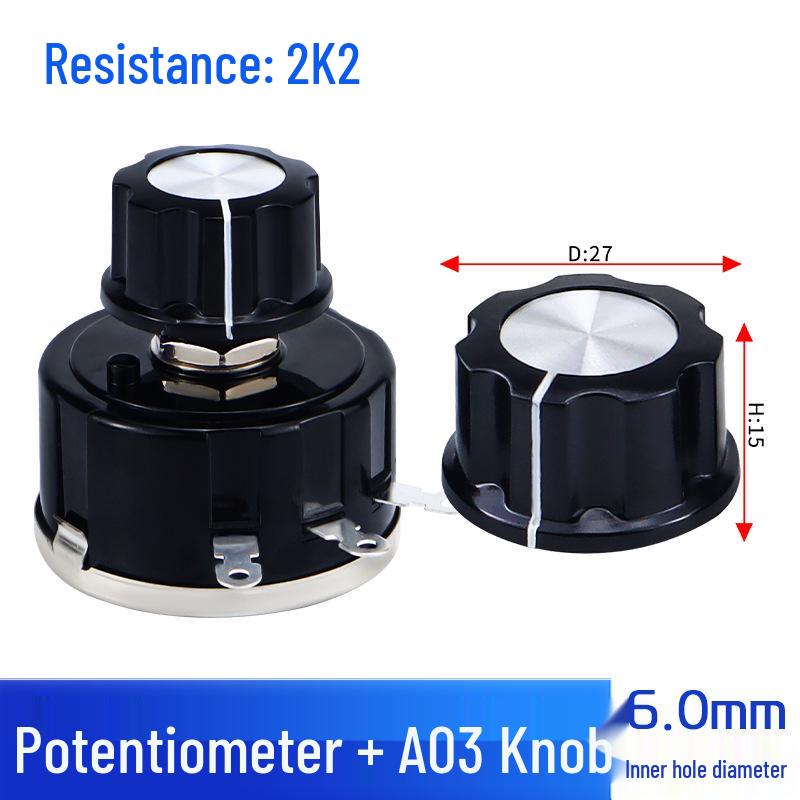WX112 050 Adjustable Single-Turn Wirewound Potentiometer: 47, 560 Ohm, 1K, 2.2K, 4.7K, 10K, 47K Knob
