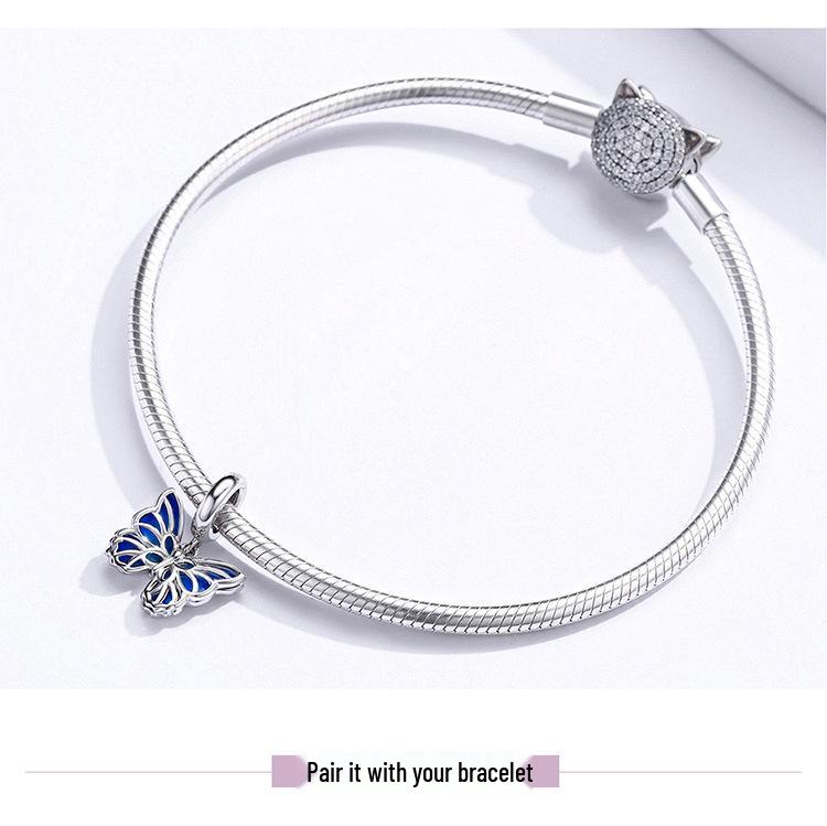 Ziyun S925 Silver Butterfly Pendant Beads for DIY Bracelet