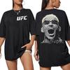 T-shirt Oversize Double Face UFC Charles Oliveira « The Bronx », T-shirt Graphique de Combattant MMA, Haut Décontracté Mixte