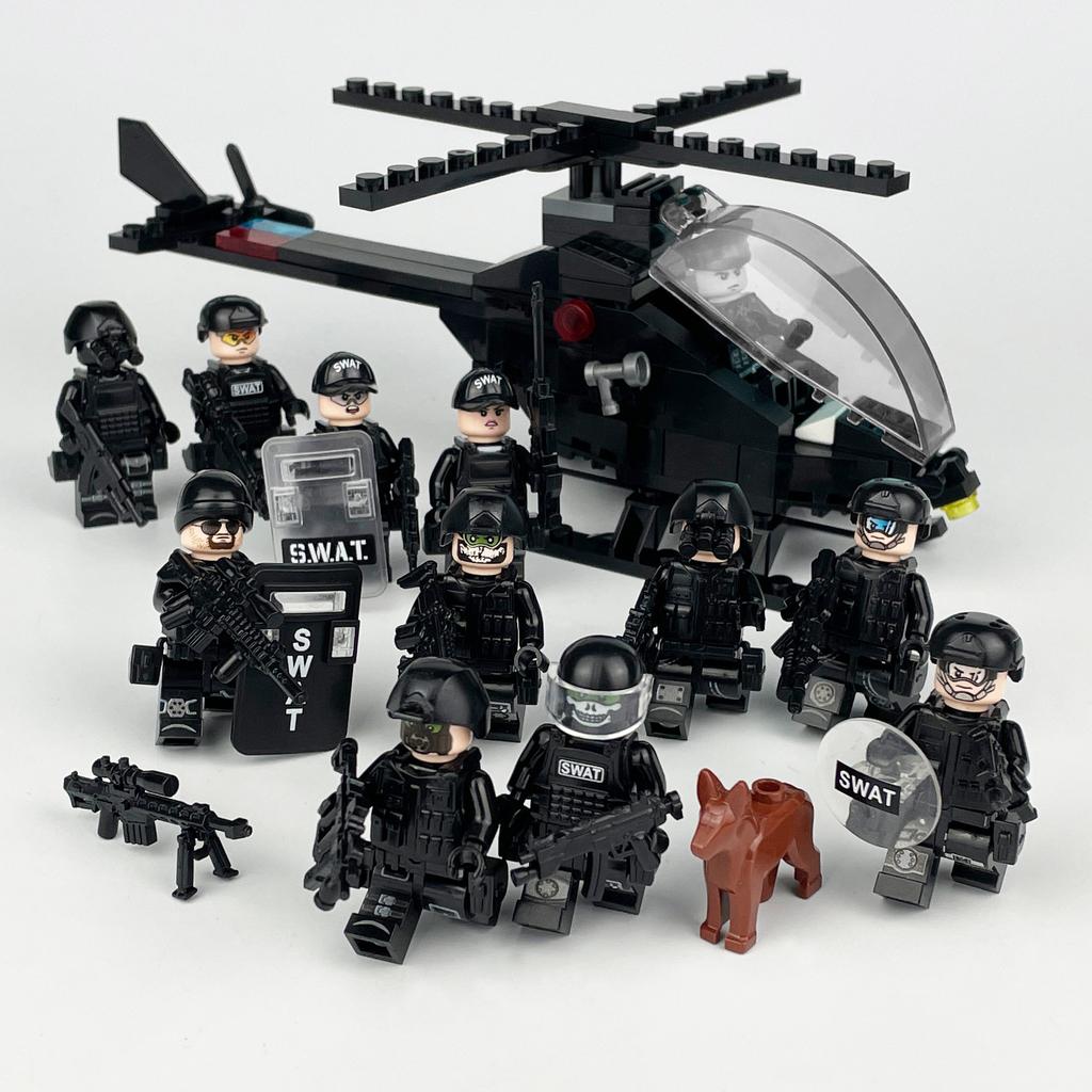 Package M-24 Swat Helicopter Russian Army Gun Weapon Accessories Shield Xiangjiang Small Particles Building Block Toy