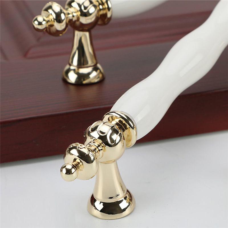 AAAF Fashion Cabinet Handle Golden Kitchen Cupboard Door Handle Drawer Pull European Style White Furniture Handle