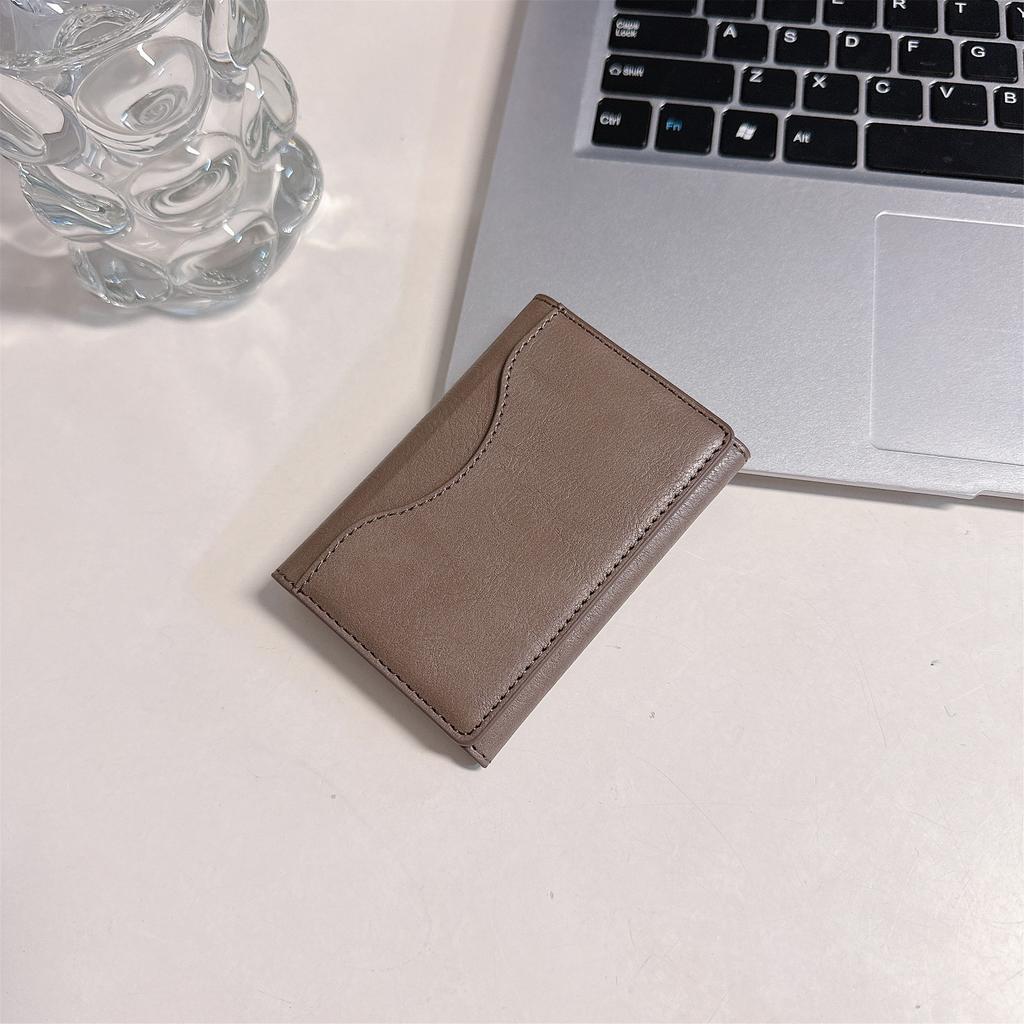 Magnetic folding multi-function card bag for Apple solid color magnetic leather for iPhone folding card bag