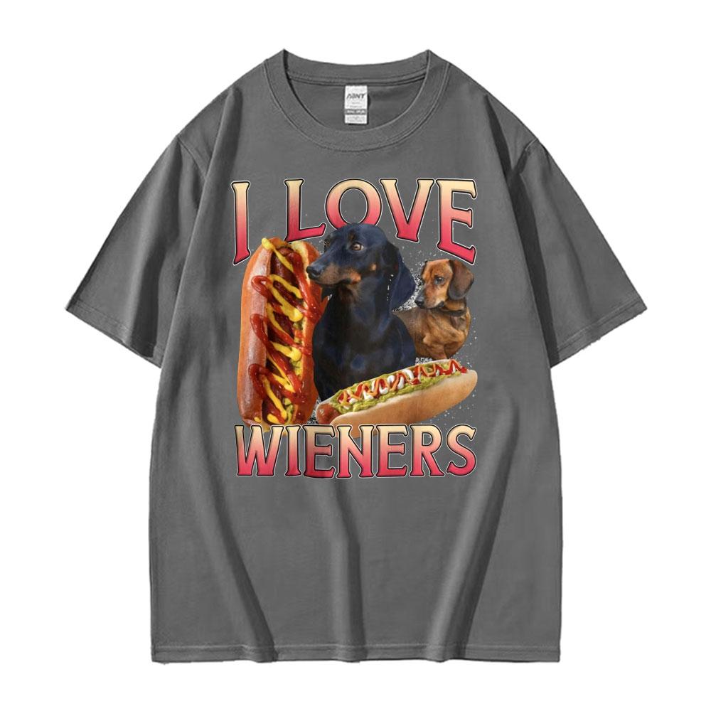 Cute I Love Wieners Dog Lover Funny Ironic Meme T Shirt Unisex High Quality TShirts Unisex Summer Casual Oversized Comfort TShirt
