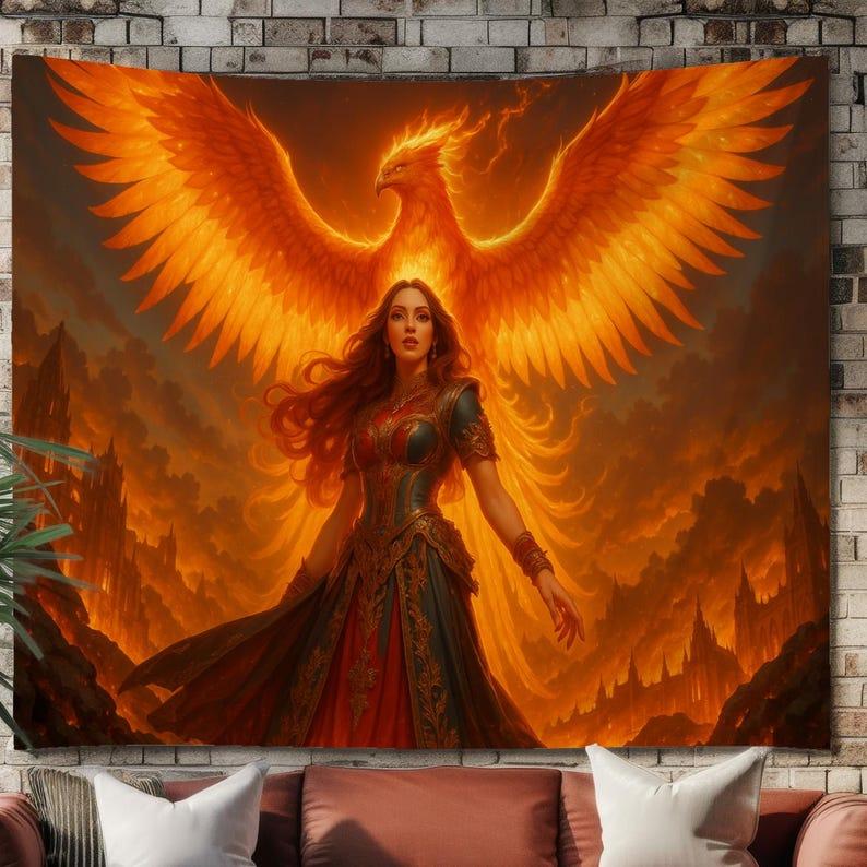 Phoenix Warrior tapestry 75x100 чёрный