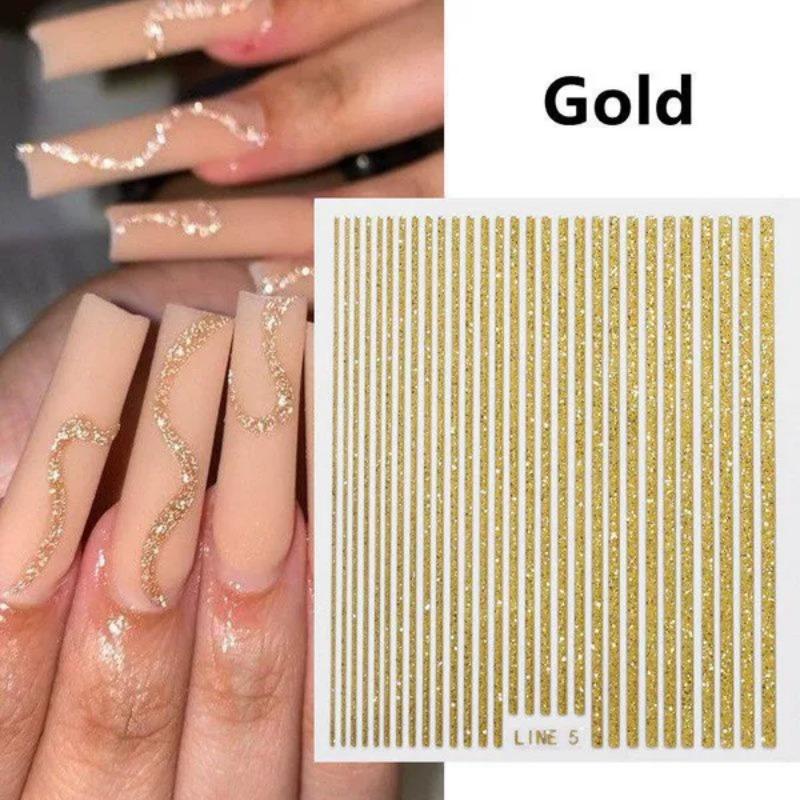 1 Sheet DIY Lines Nail Stickers Nails Art Manicure Decor Sticker Decal