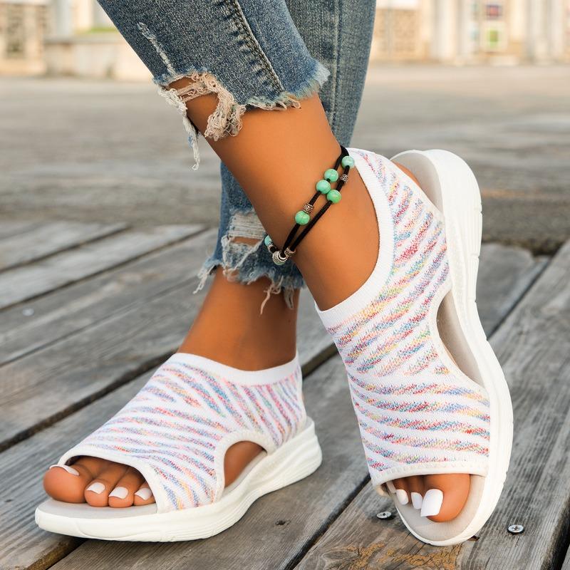 Open Toe Thick Bottom Casual Sleeve Sandals Low Heel Women's Shoes Large Size