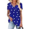 Women Tunic Tops Dressy Casual Summer Short Sleeve Shirts Loose Fit Pleated Boho Top Independence Day