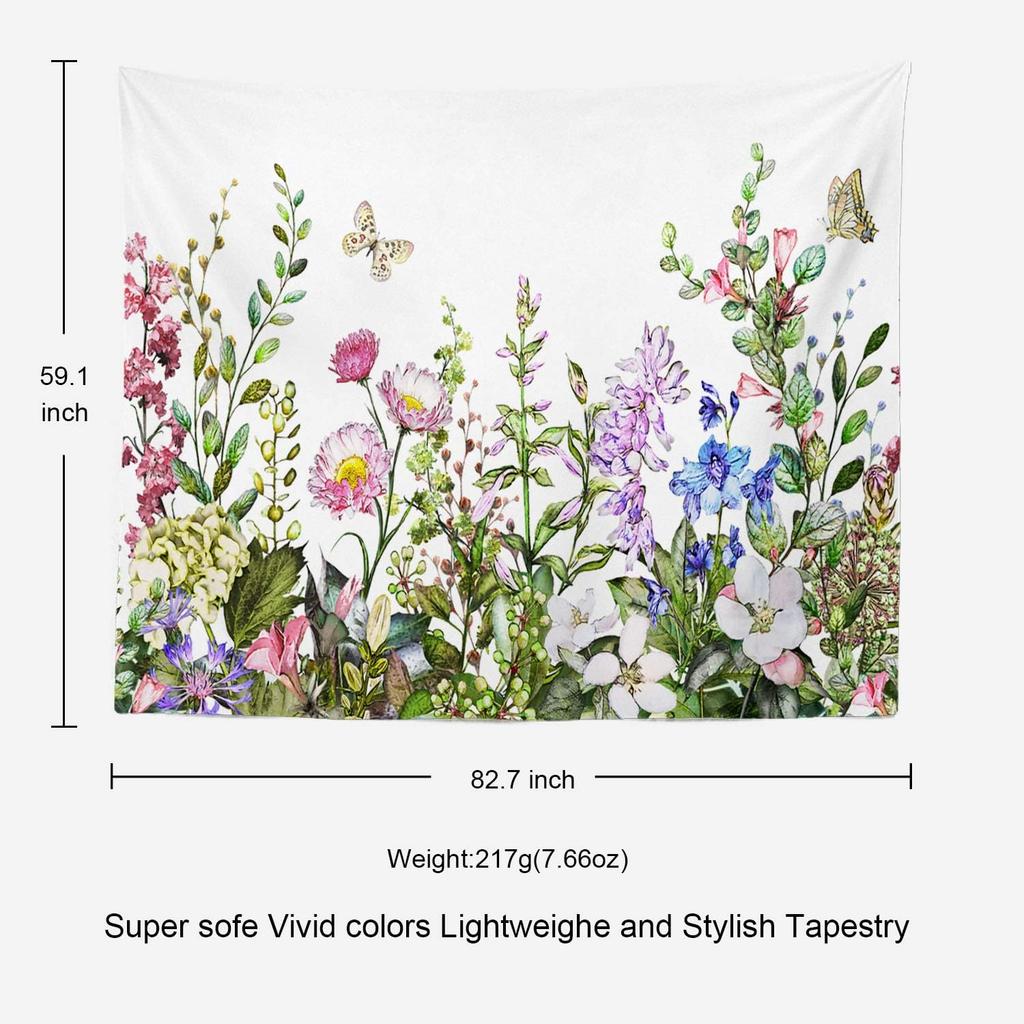 Romantic Flower Victorian Border Dragonfly Wildflower Hippie Trippy Tapestry Wall Art Meditation Decor For Bedroom Living Room