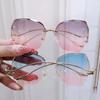 Kottdo Frameless Cut Edge მამაკაცისა და ქალის მოდური გარე ლითონის შავი გრადიენტის სათვალეები
