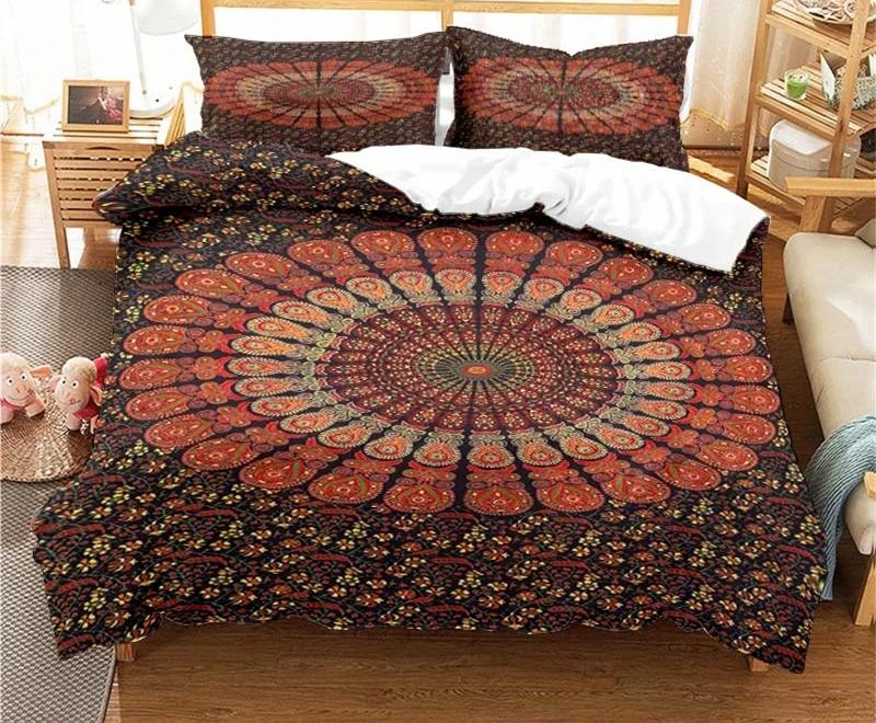 Bohemian Psychedelic Mandala Vzor Povlečení Set pro Dospělé Dětské Povlečení Set Přikrývka s 1 Přikrývkou 2 Povlaky na Polštáře