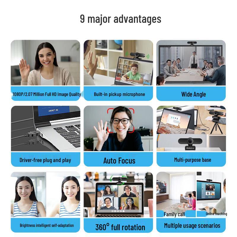 Lenovo thinkplus 2K HD 5MP USB Webcam (CN version)