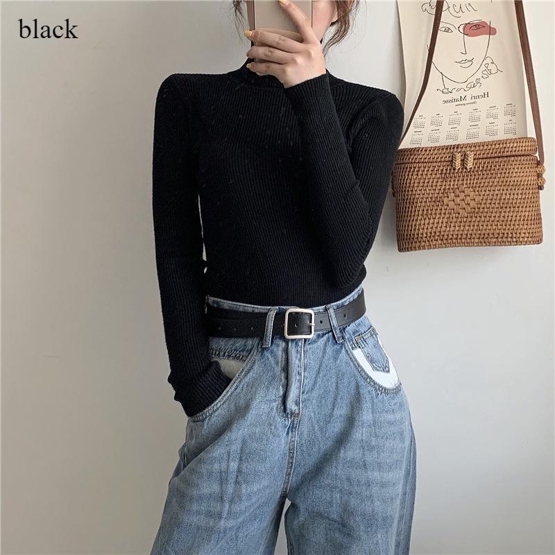 All-in-one Knitted Bottom Wear Women's High Neck Long Sleeve Autumn and Winter New Slim-fit Pullover Sweater Sweater Temperament Tight Top