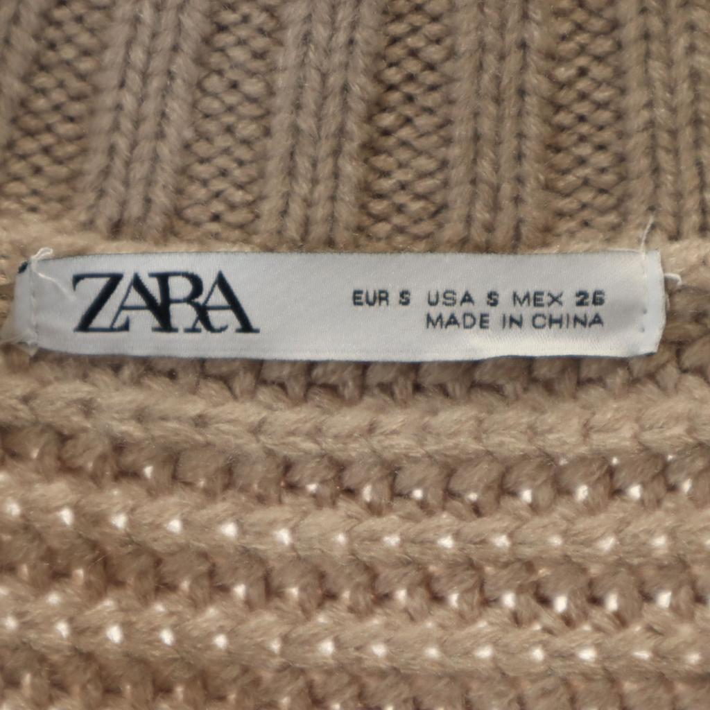 Zara Pulover cu mânecă lungă, guler tip skipper, lungime scurtă S Bej maro tricotat Femei Folosit