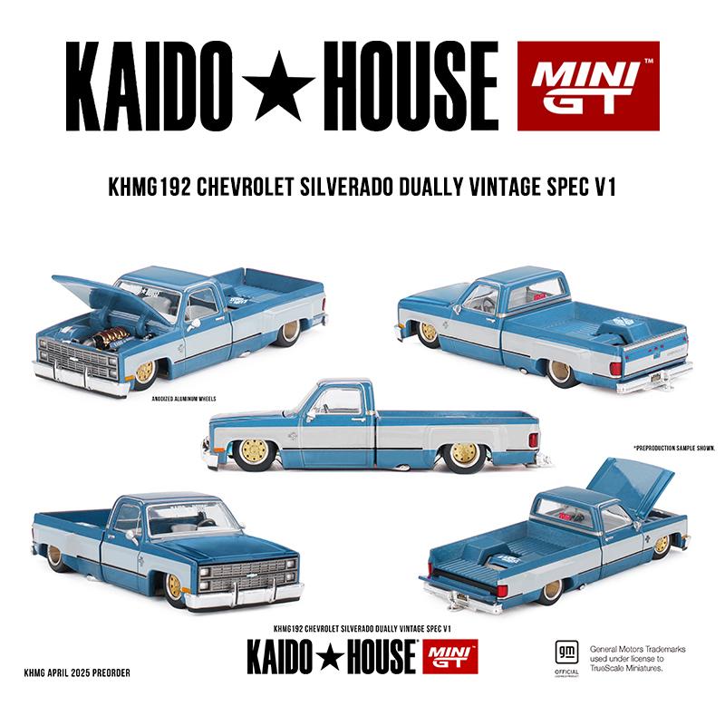 AABHB1 Ready to ship KHMG 192 1:64 Chevrolet Silverado Dually Vintage Spec V1 Openable Hood Diecast Car Model Kaido House MINIGT